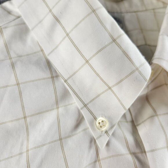 Brooks Brothers Slim Fit 17 35 Non-iron White Beige Check Long Sleeve Button Up - Picture 9 of 16
